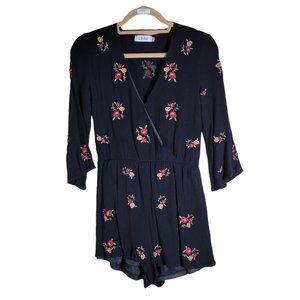 Lilyful Black Roses Gauze Romper Shorts Women Size S